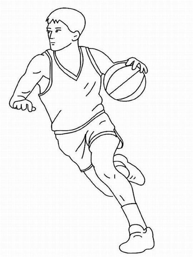 Basketballspiller Løber Tegninger til Farvelægning