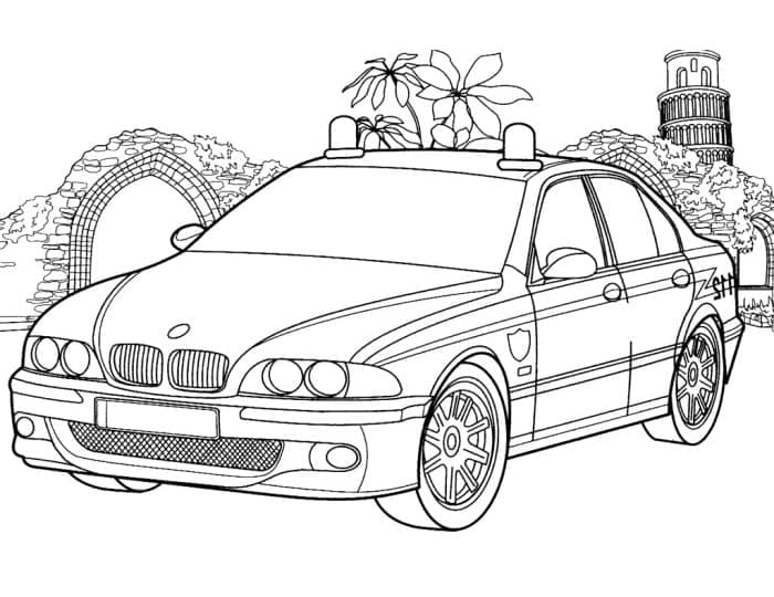 BMW Politibil Tegninger til Farvelægning