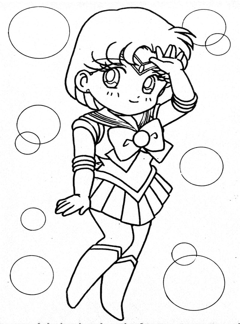 Chibi Sailor Mercury Tegninger til Farvelægning