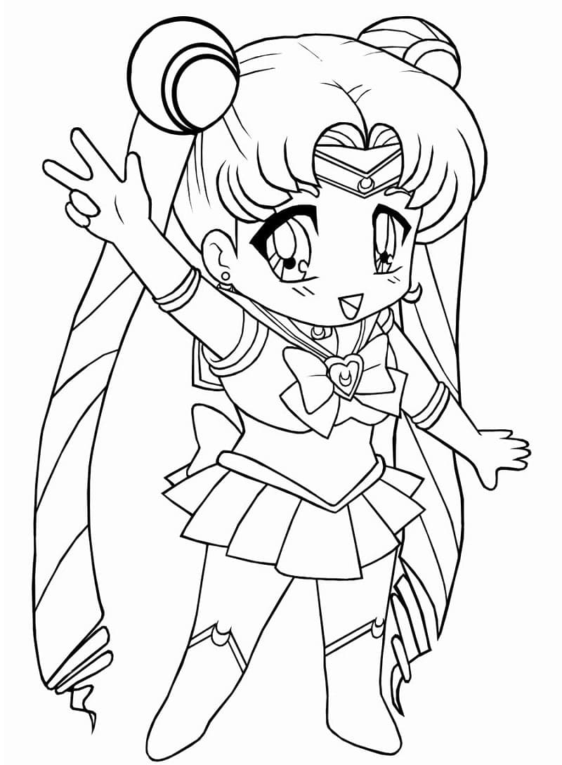 Chibi Sailor Moon Tegninger til Farvelægning