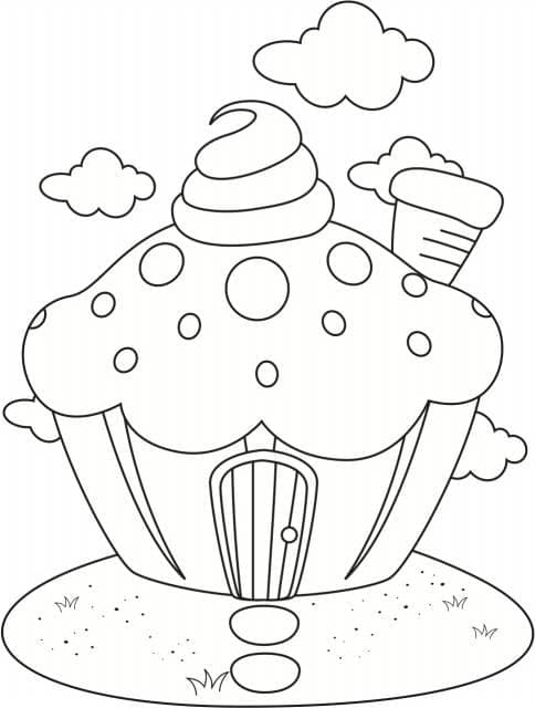 Cupcake hus Tegninger til Farvelægning