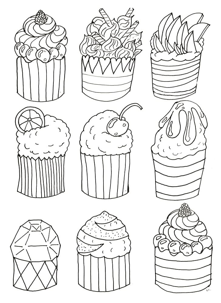 Cupcakes gratis Tegninger til Farvelægning