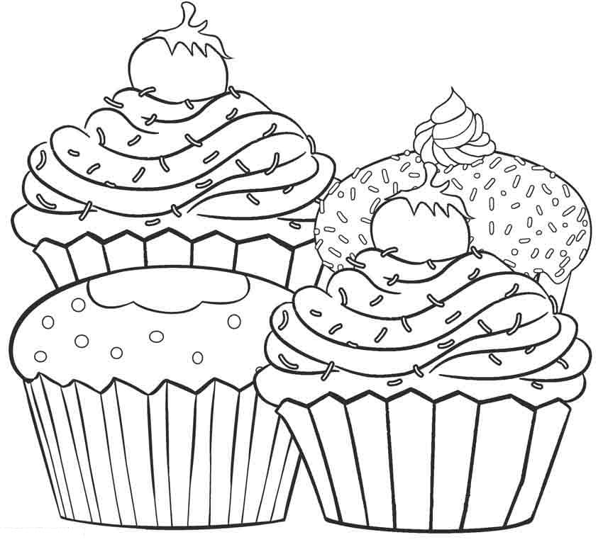 Cupcakes gratis for børn Tegninger til Farvelægning