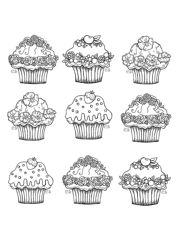 Cupcakes til voksne Tegninger til Farvelægning