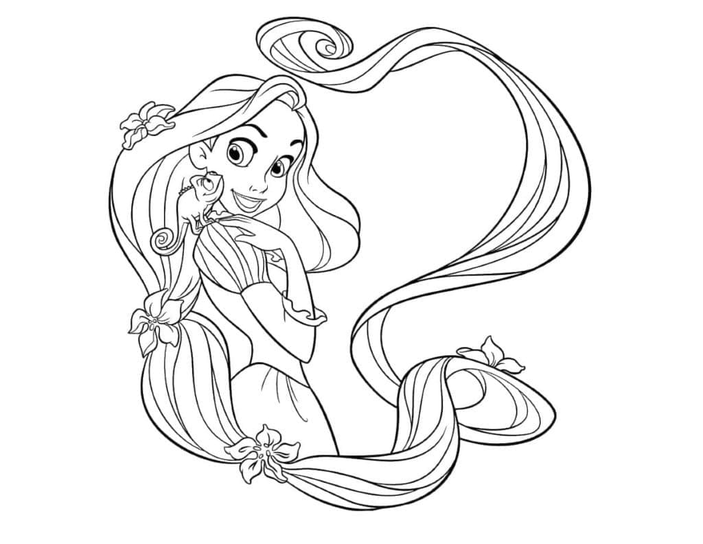 Dejlig Prinsesse Rapunzel Tegninger til Farvelægning