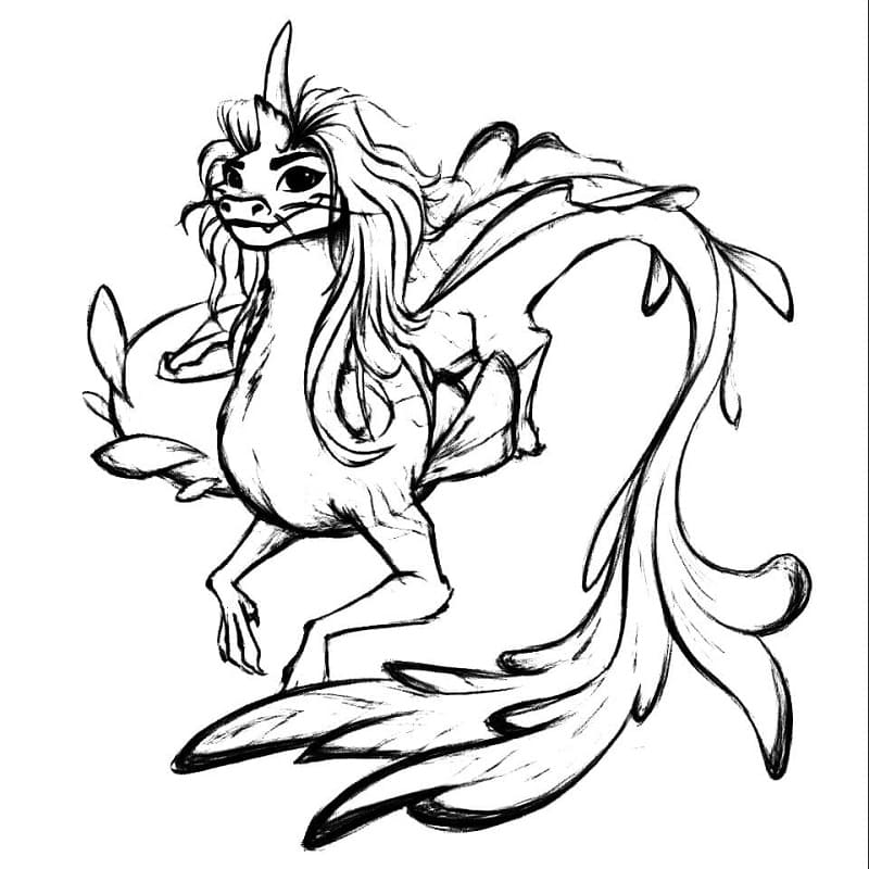 Dragon Sisu fra Raya og den sidste drage Tegninger til Farvelægning