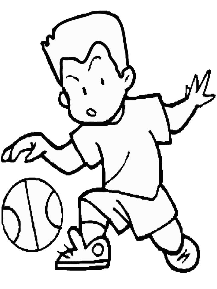 Dreng Spiller Basketball Tegninger til Farvelægning