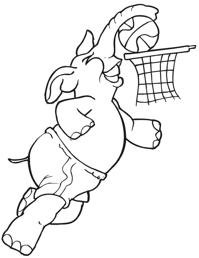 Elefant Spiller Basketball Tegninger til Farvelægning