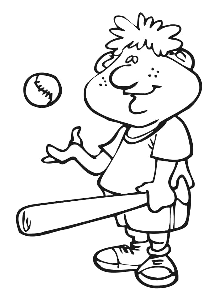 En Dreng Spiller Baseball Tegninger til Farvelægning