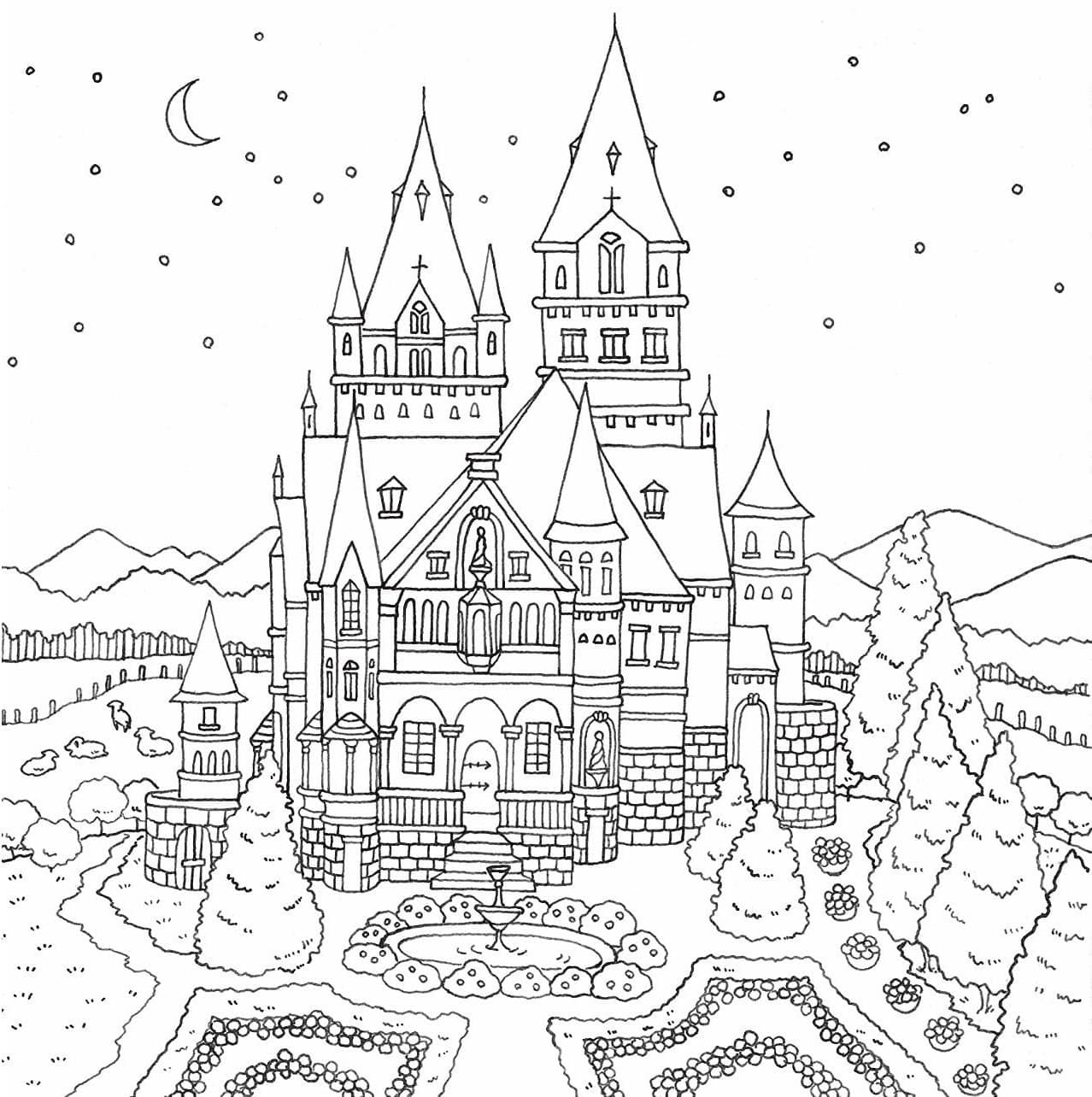Et vidunderligt slot Tegninger til Farvelægning