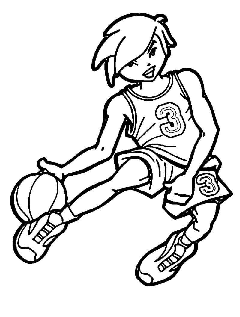Fed Basketballspiller Tegninger til Farvelægning