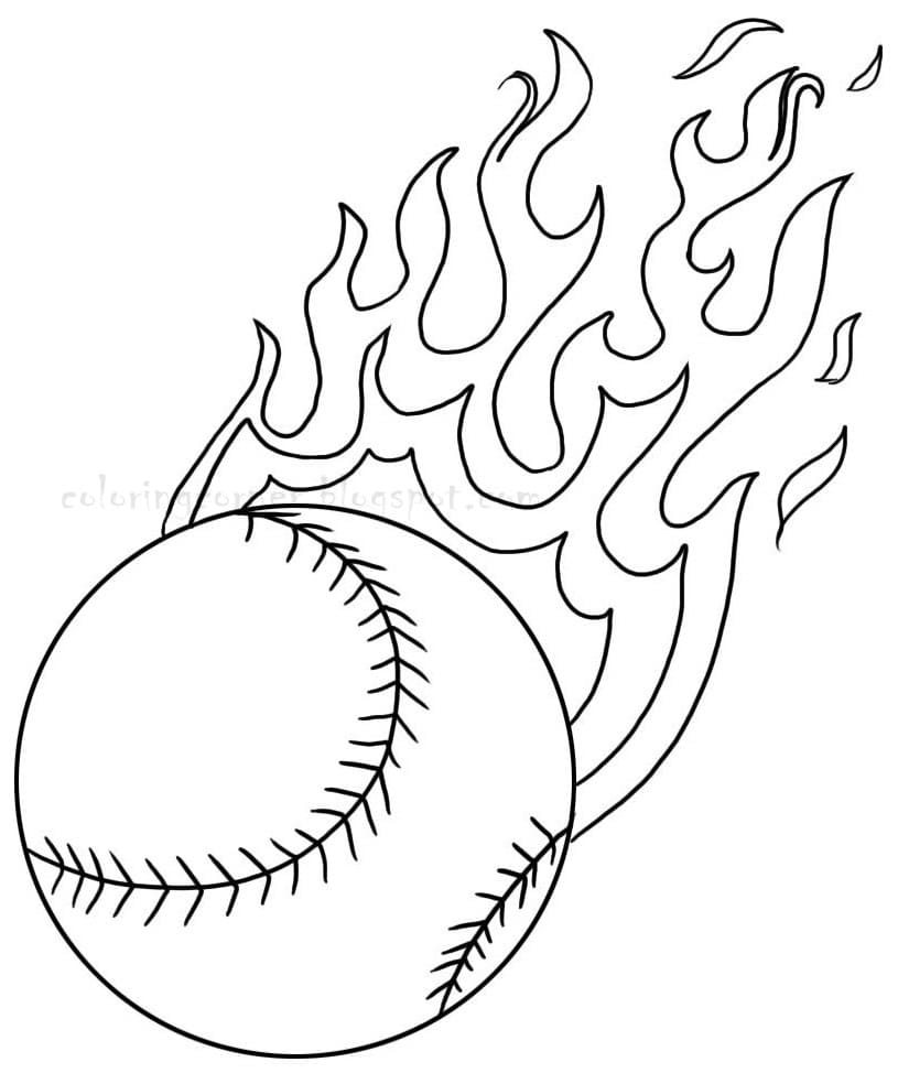 Fire Baseballbold Tegninger til Farvelægning