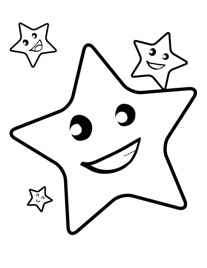 Fire Sjove Stjerner Tegninger til Farvelægning