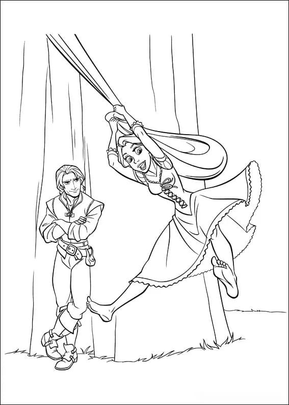 Flynn Og Rapunzel Tegninger til Farvelægning