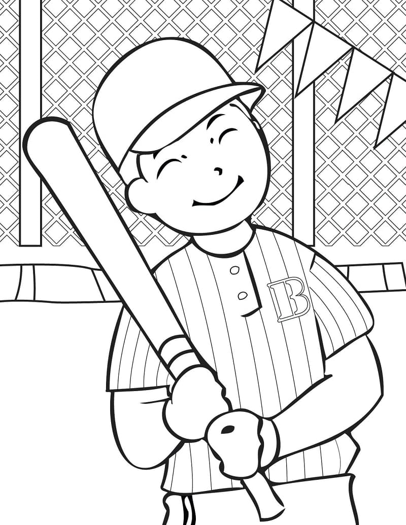 Glad Baseballspiller Tegninger til Farvelægning