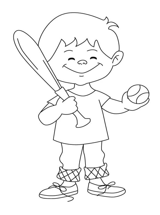 Glad Dreng Spiller Baseball Tegninger til Farvelægning