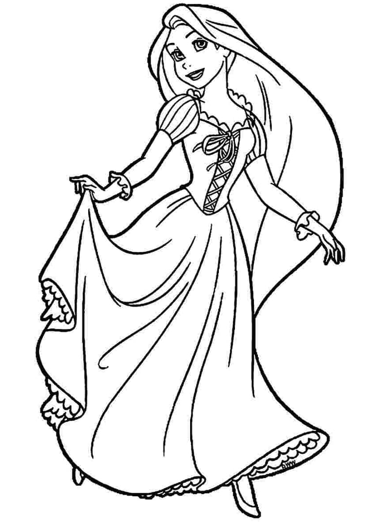 Glad Prinsesse Rapunzel Tegninger til Farvelægning