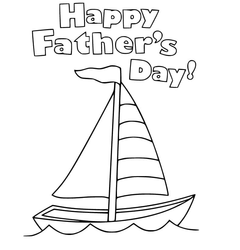 Glædelig fars dag med sejlbåd Tegninger til Farvelægning
