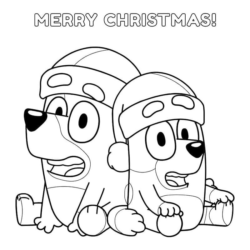 Glædelig jul Bluey Tegninger til Farvelægning