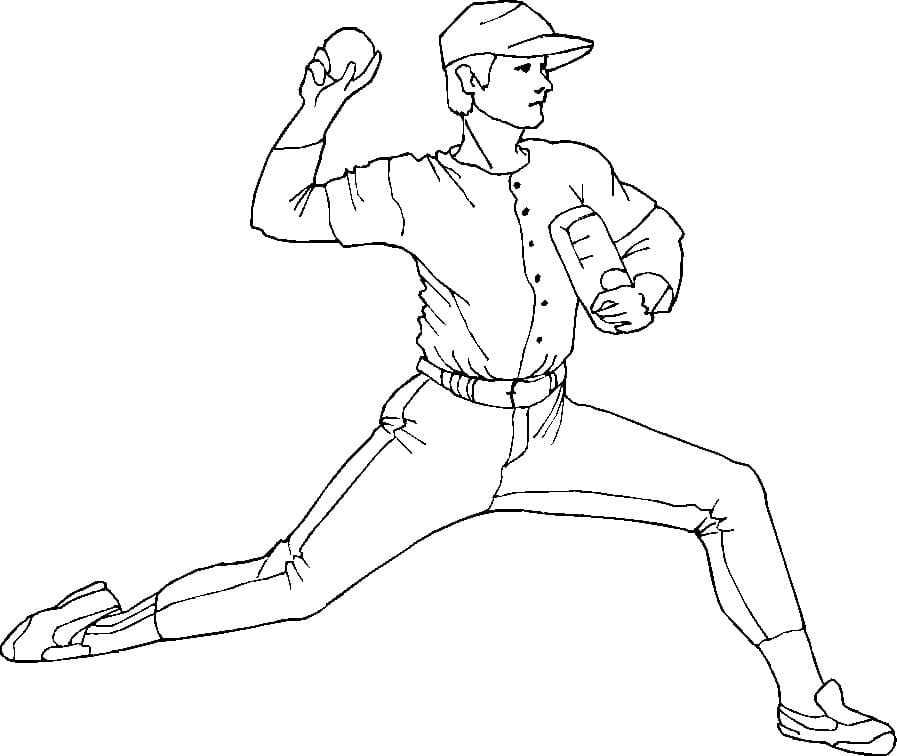 Gratis Baseballspiller Tegninger til Farvelægning