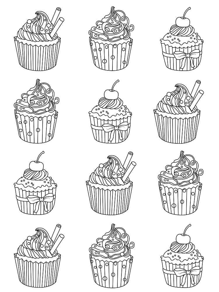Gratis cupcakes Tegninger til Farvelægning