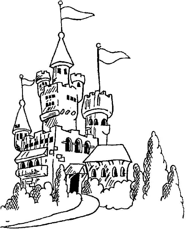 Gratis udskrivbart slot Tegninger til Farvelægning