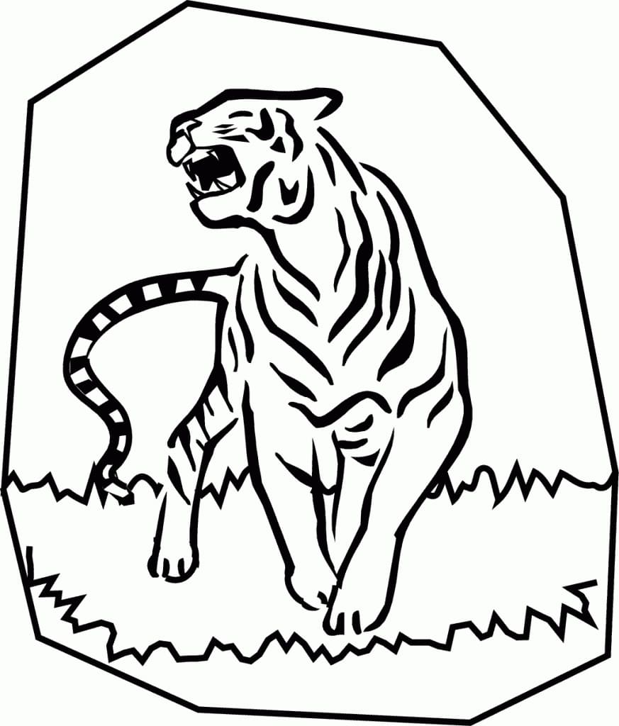 Grundlæggende Brølende Tiger Tegninger til Farvelægning