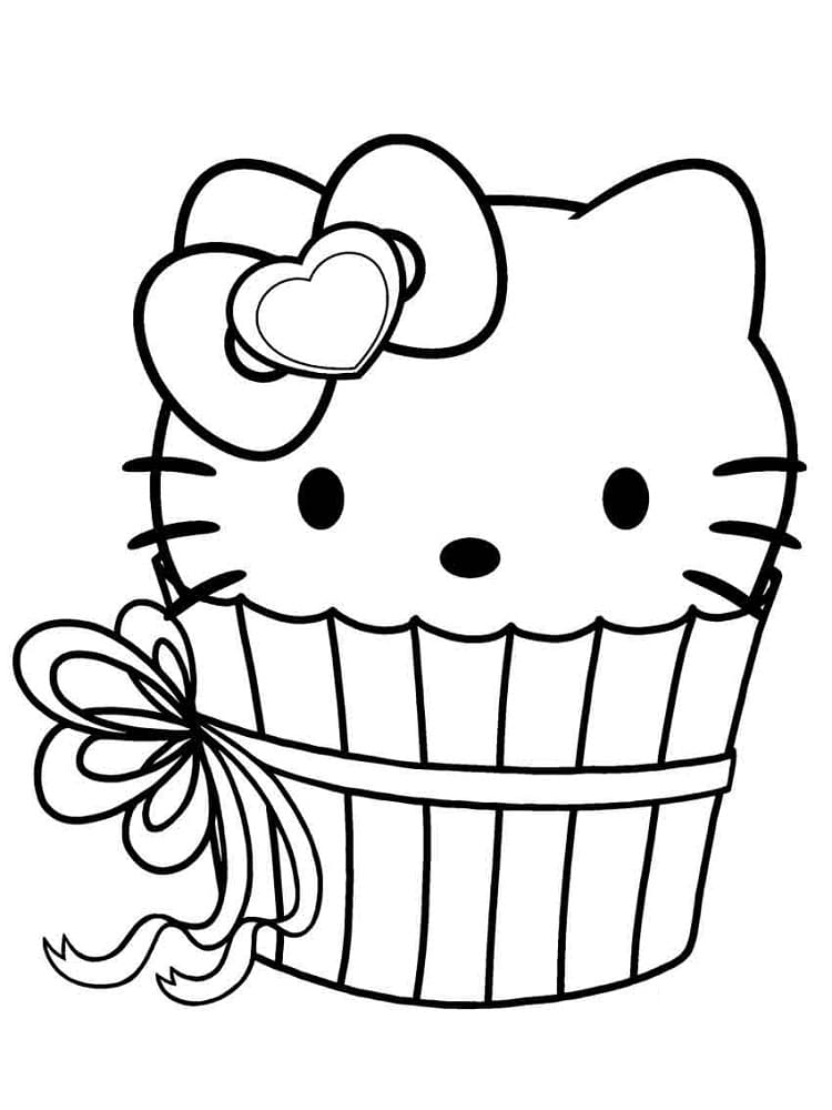 Hello Kitty Cupcake Tegninger til Farvelægning