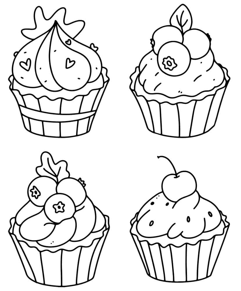 Lækre cupcakes Tegninger til Farvelægning