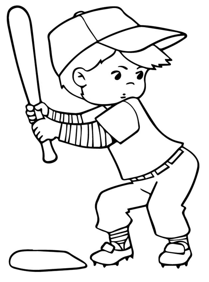 Lille Dreng Spiller Baseball Tegninger til Farvelægning