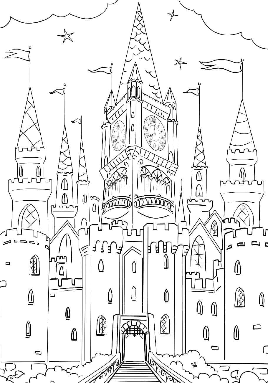 Magisk Slot Tegninger til Farvelægning