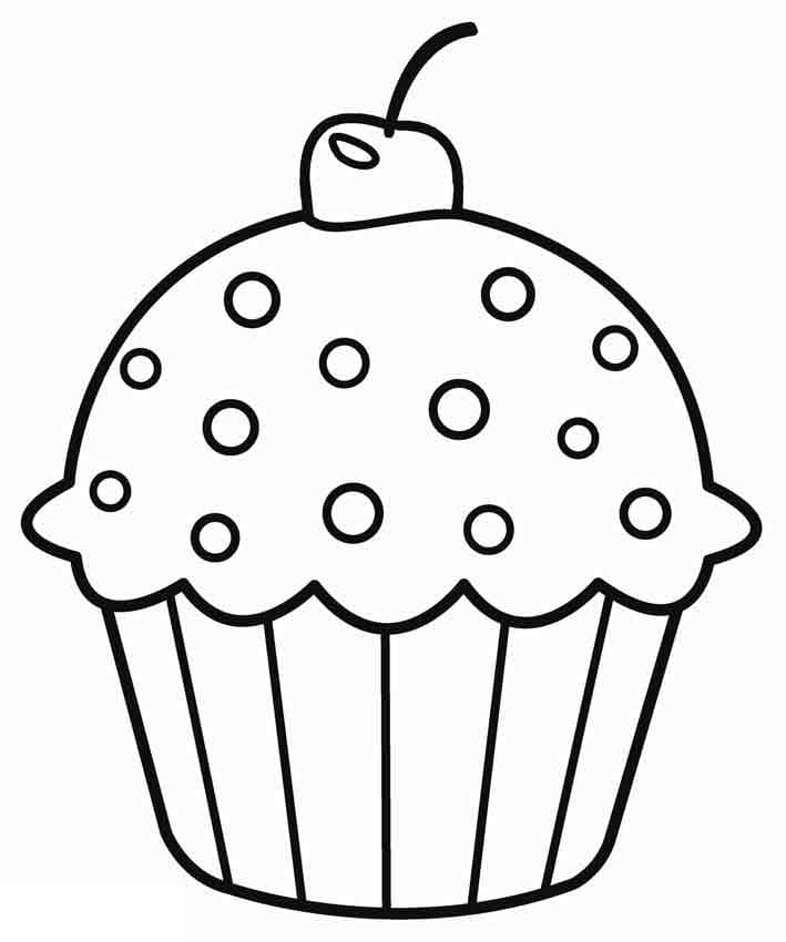 Meget simpel cupcake Tegninger til Farvelægning