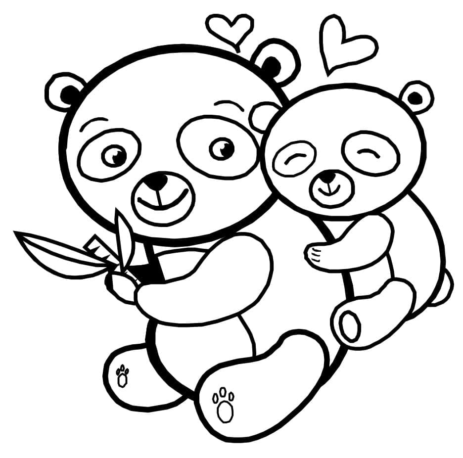 Mor Med Baby Panda Tegninger til Farvelægning