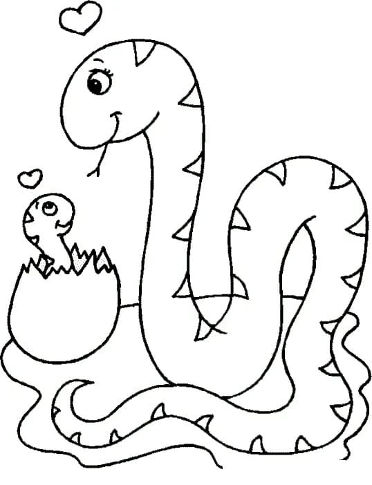 Mor Og Baby Slange Tegninger til Farvelægning