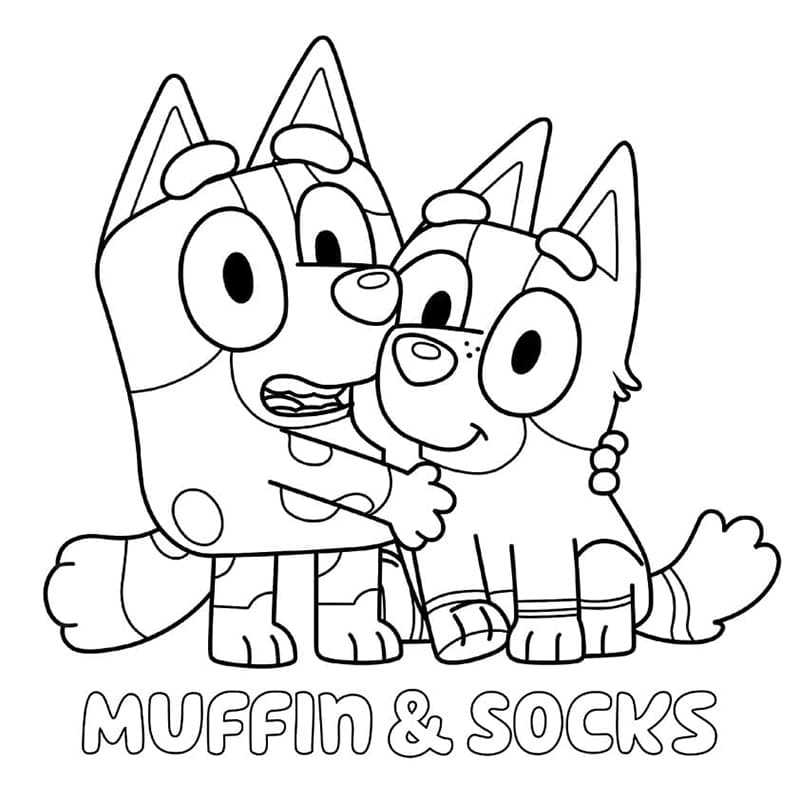 Muffin og sokker fra Bluey Tegninger til Farvelægning
