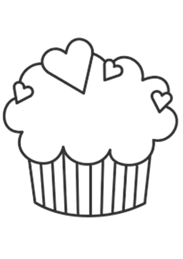 Nem cupcake med hjerte Tegninger til Farvelægning