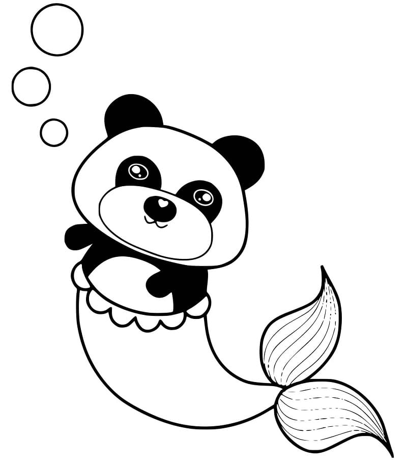 Panda Havfrue Tegninger til Farvelægning