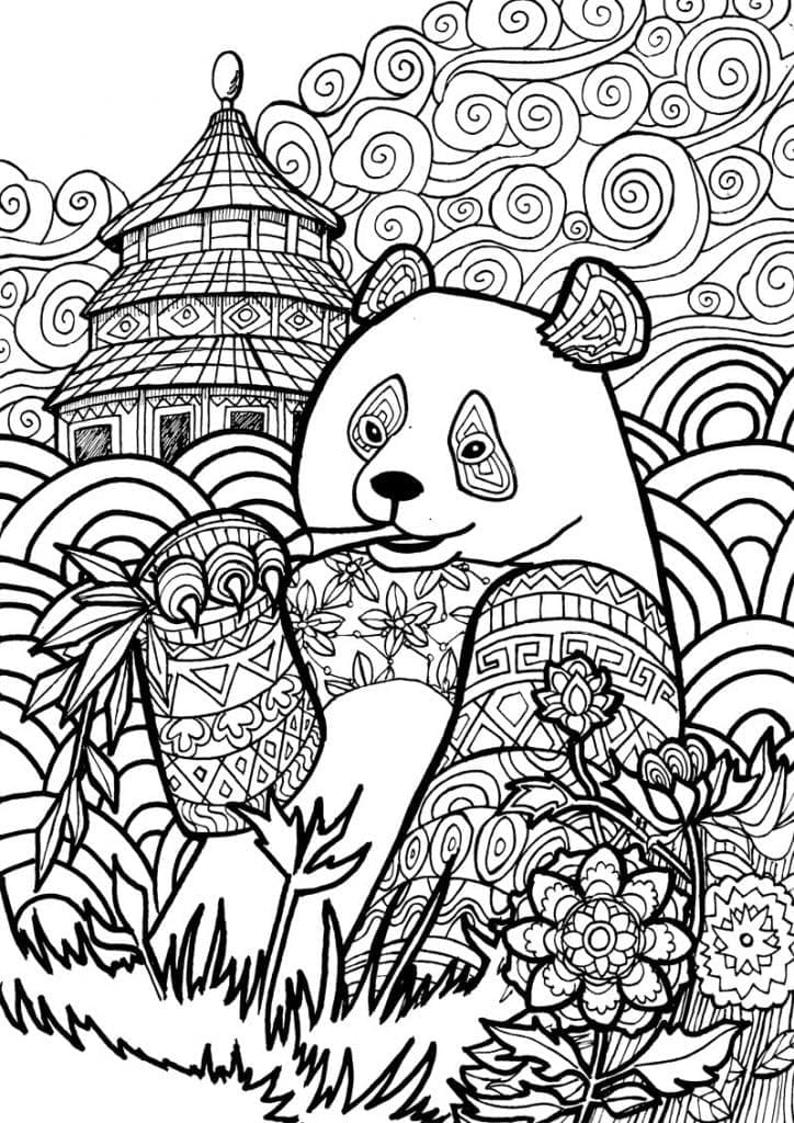 Panda Mandala Tegninger til Farvelægning