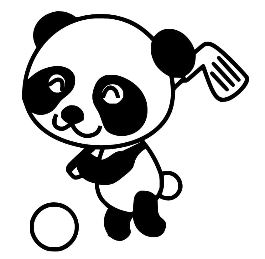 Panda Spiller Golf Tegninger til Farvelægning
