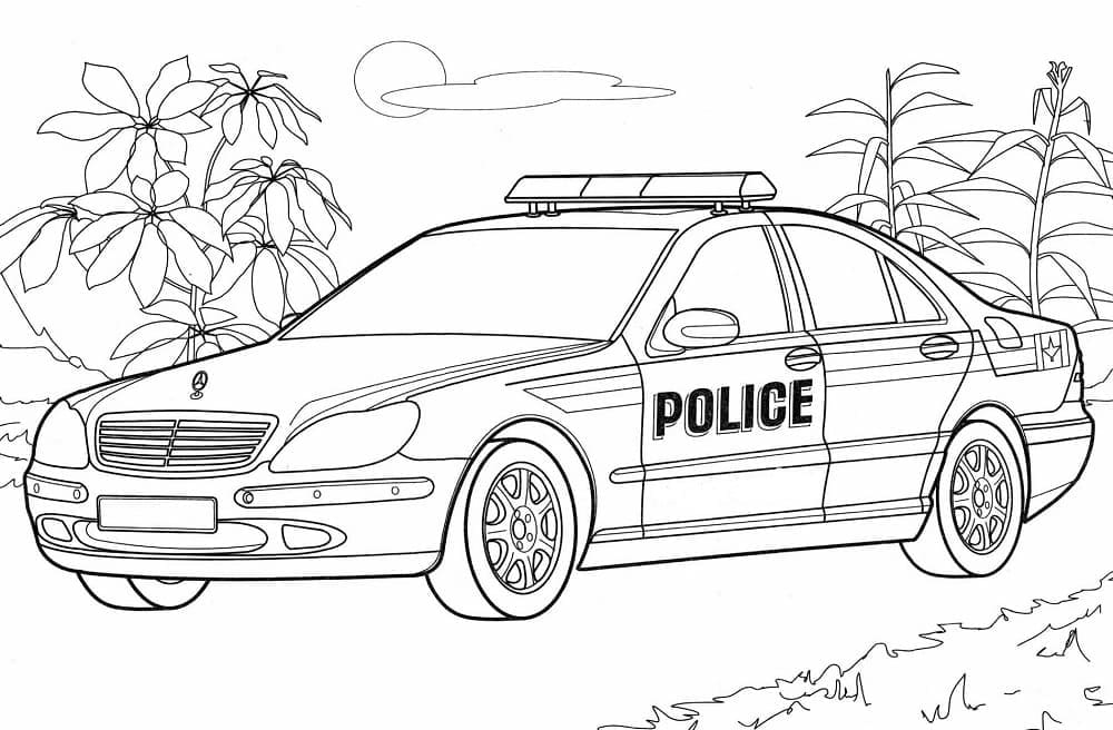 Politibil Gratis Billeder Tegninger til Farvelægning