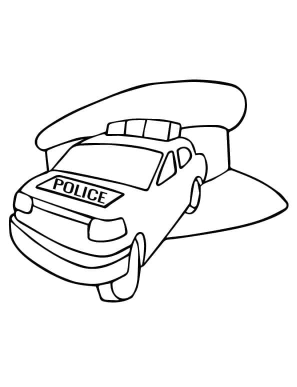 Politibil I Garagen Tegninger til Farvelægning
