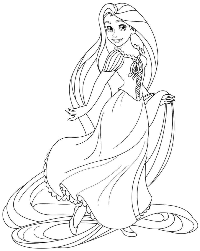 Princess Rapunzel Gratis Printbar Tegninger til Farvelægning