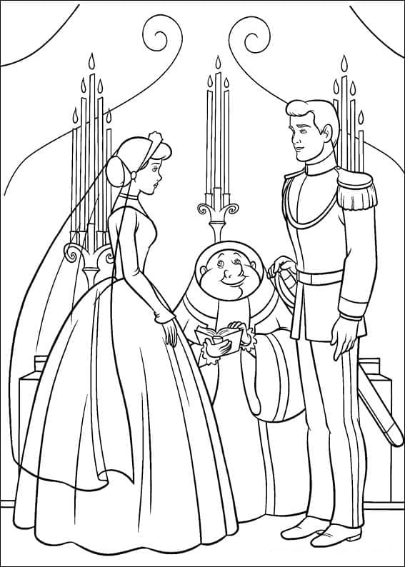 Prinsesse Askepot Bryllup Tegninger til Farvelægning