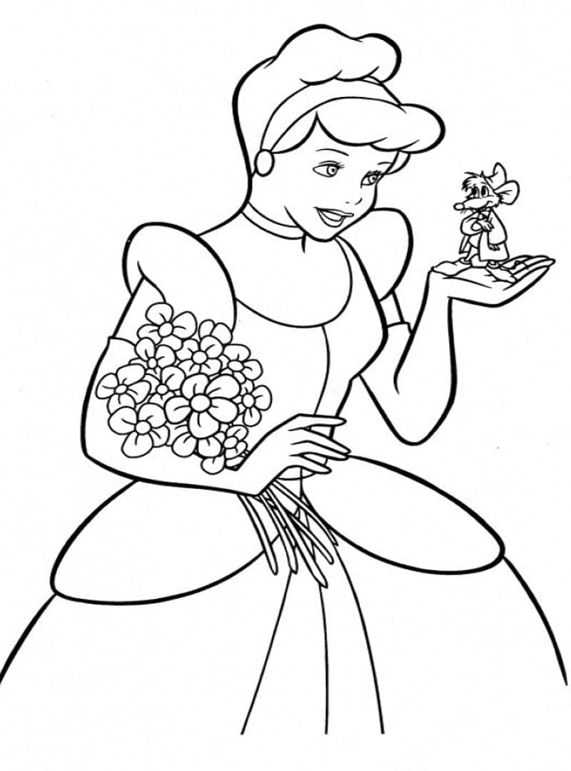 Prinsesse Askepot og Mus Tegninger til Farvelægning
