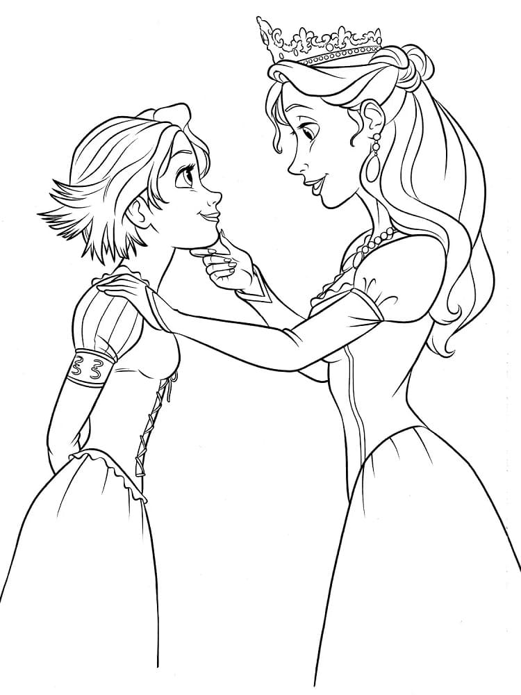 Prinsesse Rapunzel Og Dronning Ariana Tegninger til Farvelægning