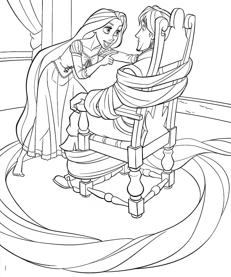 Prinsesse Rapunzel Og Flynn Tegninger til Farvelægning