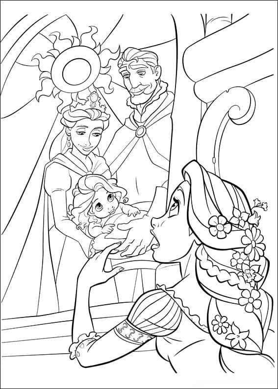Prinsesse Rapunzel Og Hendes Familie Tegninger til Farvelægning