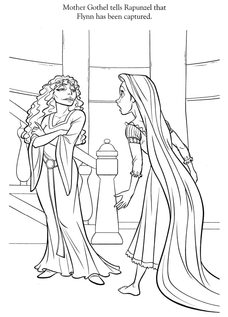 Prinsesse Rapunzel Og Mor Gothel Tegninger til Farvelægning