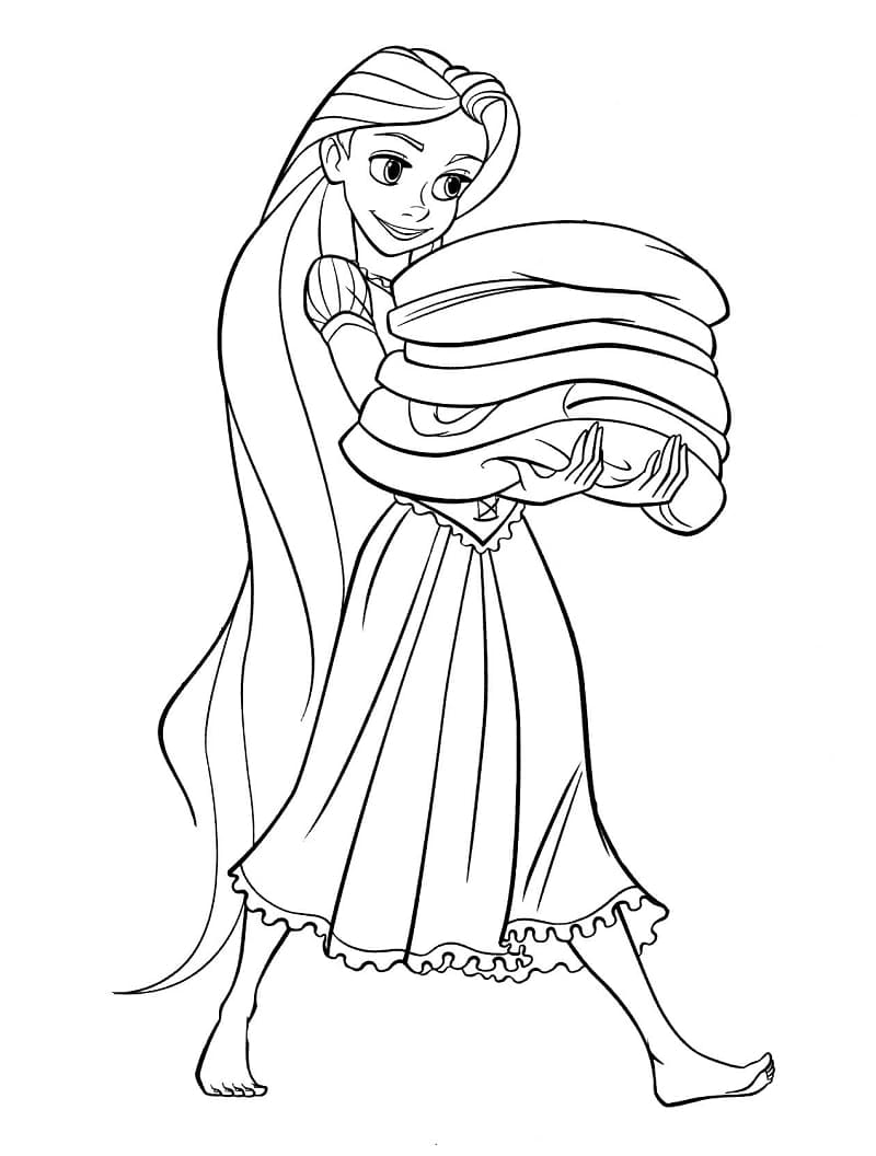 Prinsesse Rapunzel Printbar Tegninger til Farvelægning