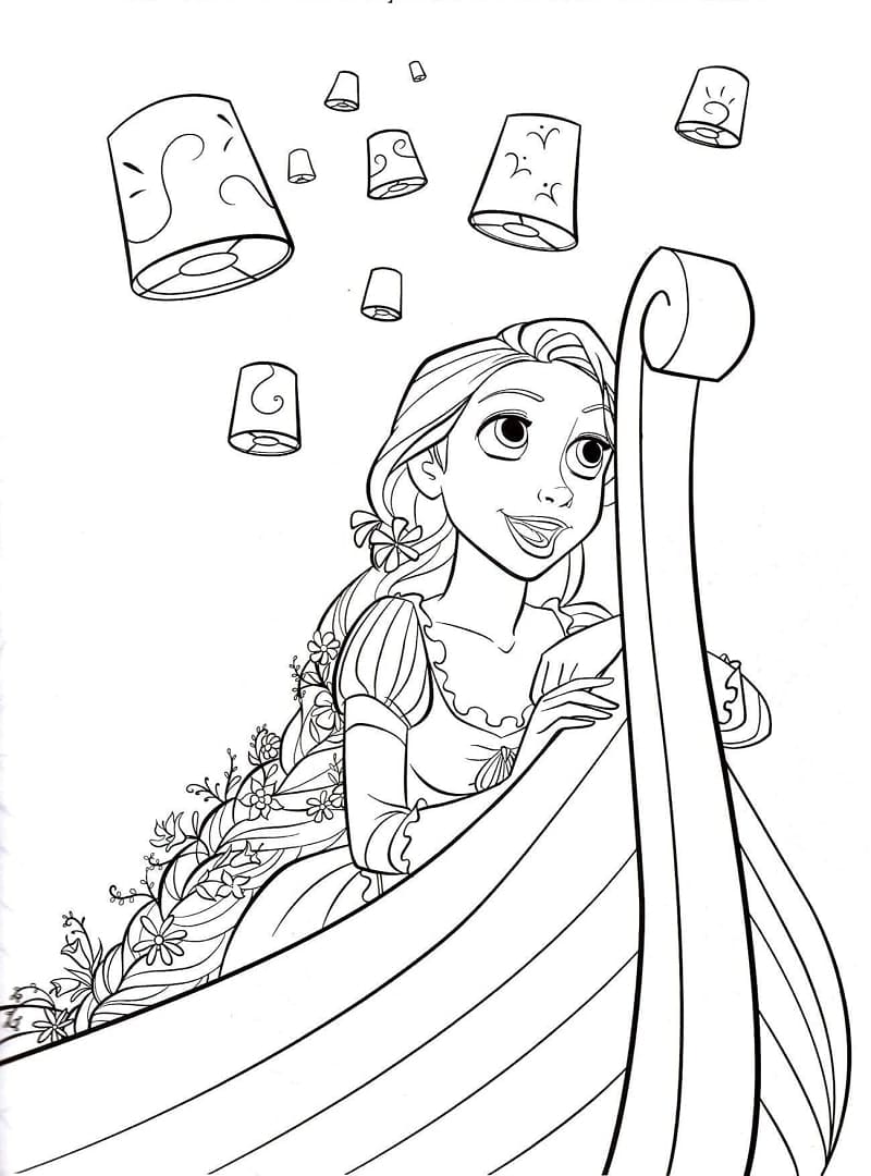 Prinsesse Rapunzel Synger Tegninger til Farvelægning